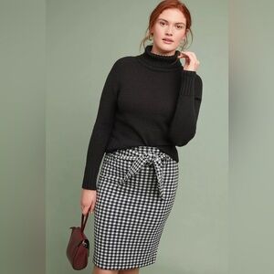 Anthropologie Maeve Gingham Pencil Skirt Black and White Small‎